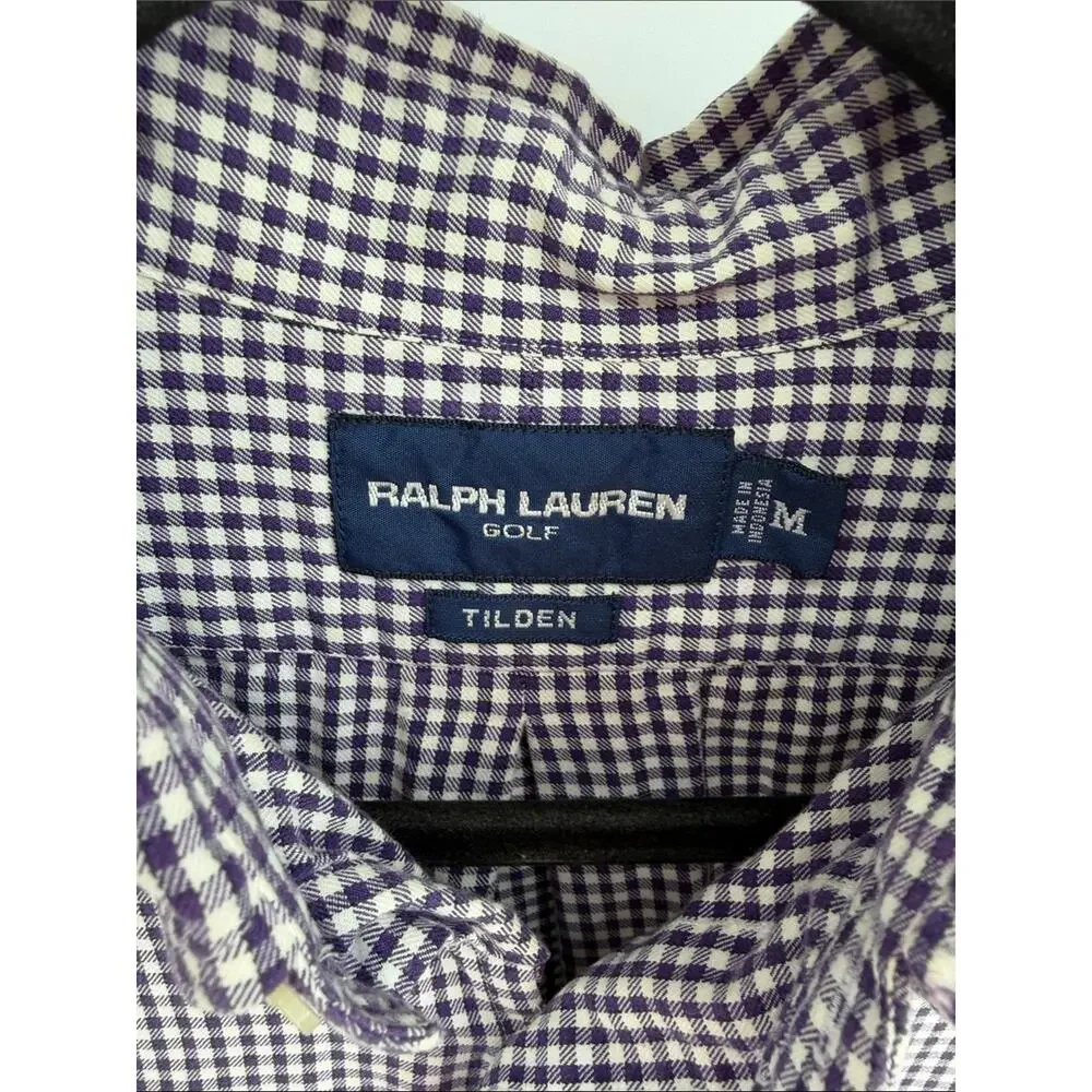 Ralph Lauren Golf Tilden gingham plaid long sleeve button up dress shirt sz M